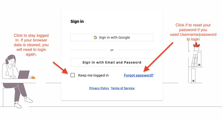 Login screen